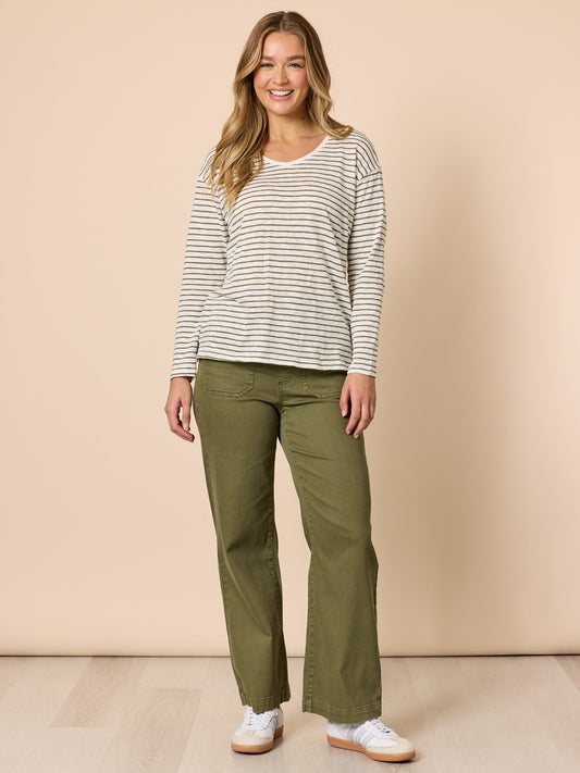 Threadz Carpenter Stretch Wide Leg Jean (Khaki)