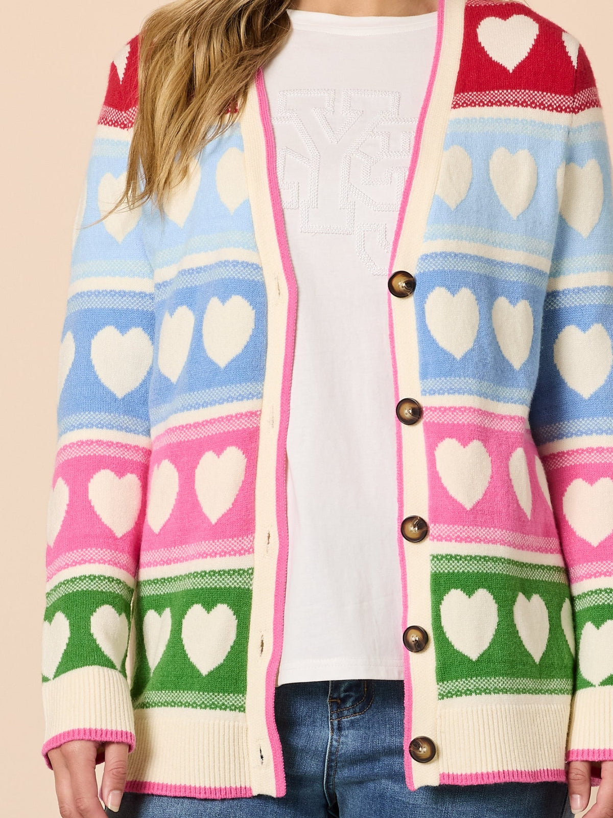Threadz Chic Hearts Cardi (Pink/Multi)