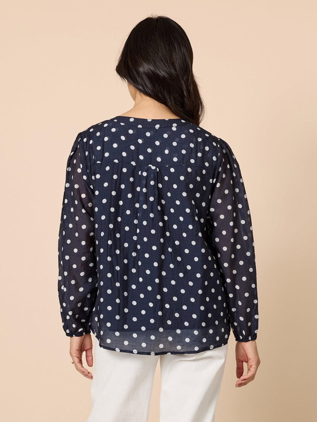 Gordon Smith Aurora Spot Print Sheer Top (Navy/White)