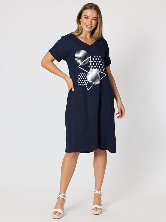 Clarity Circle on Circle Dress (Navy)