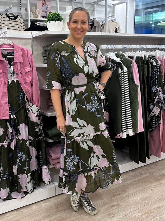 Gordon Smith Colorado Print Dress (Khaki Multi)