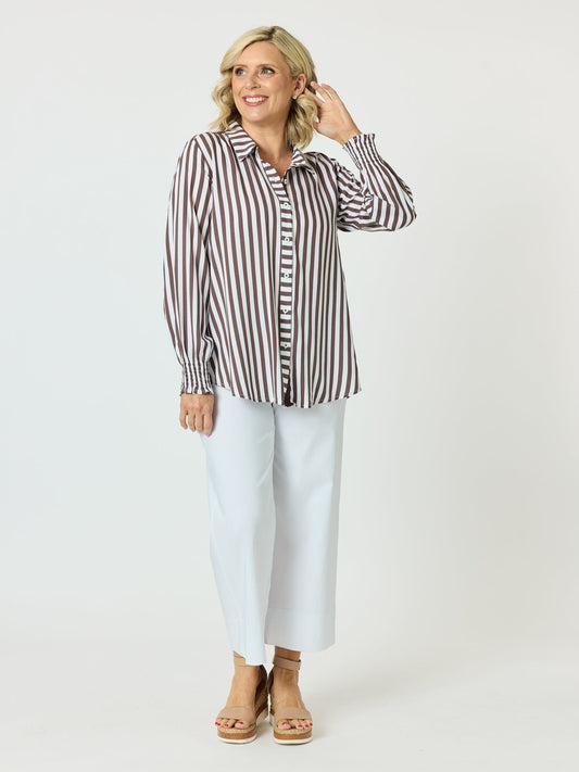 Threadz Amour Stripe Shirt (Chocolate/White)