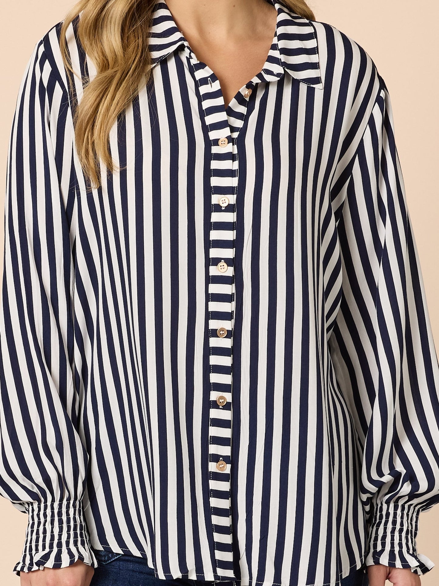 Threadz Amour Stripe Shirt (Navy/White)