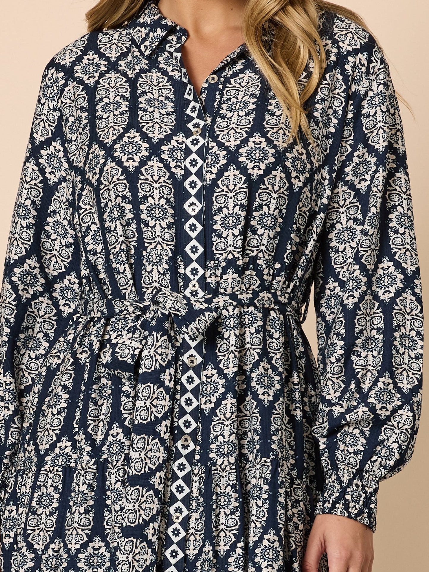 Threadz Lola Print Dress (Navy/White)