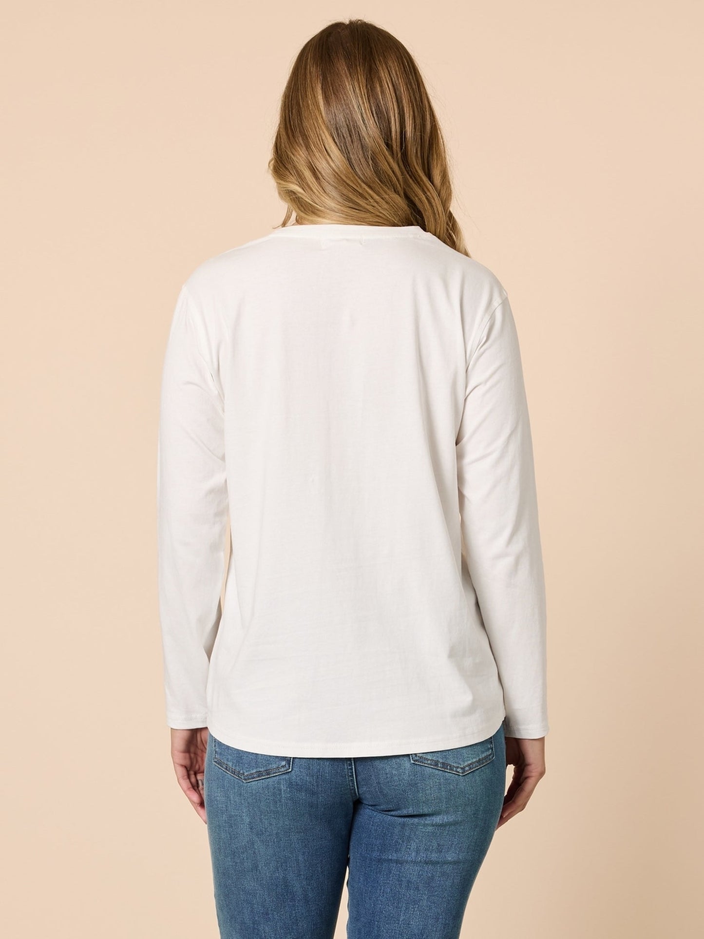 Threadz New York City Embroidered Long Sleeve Tee (Ivory)