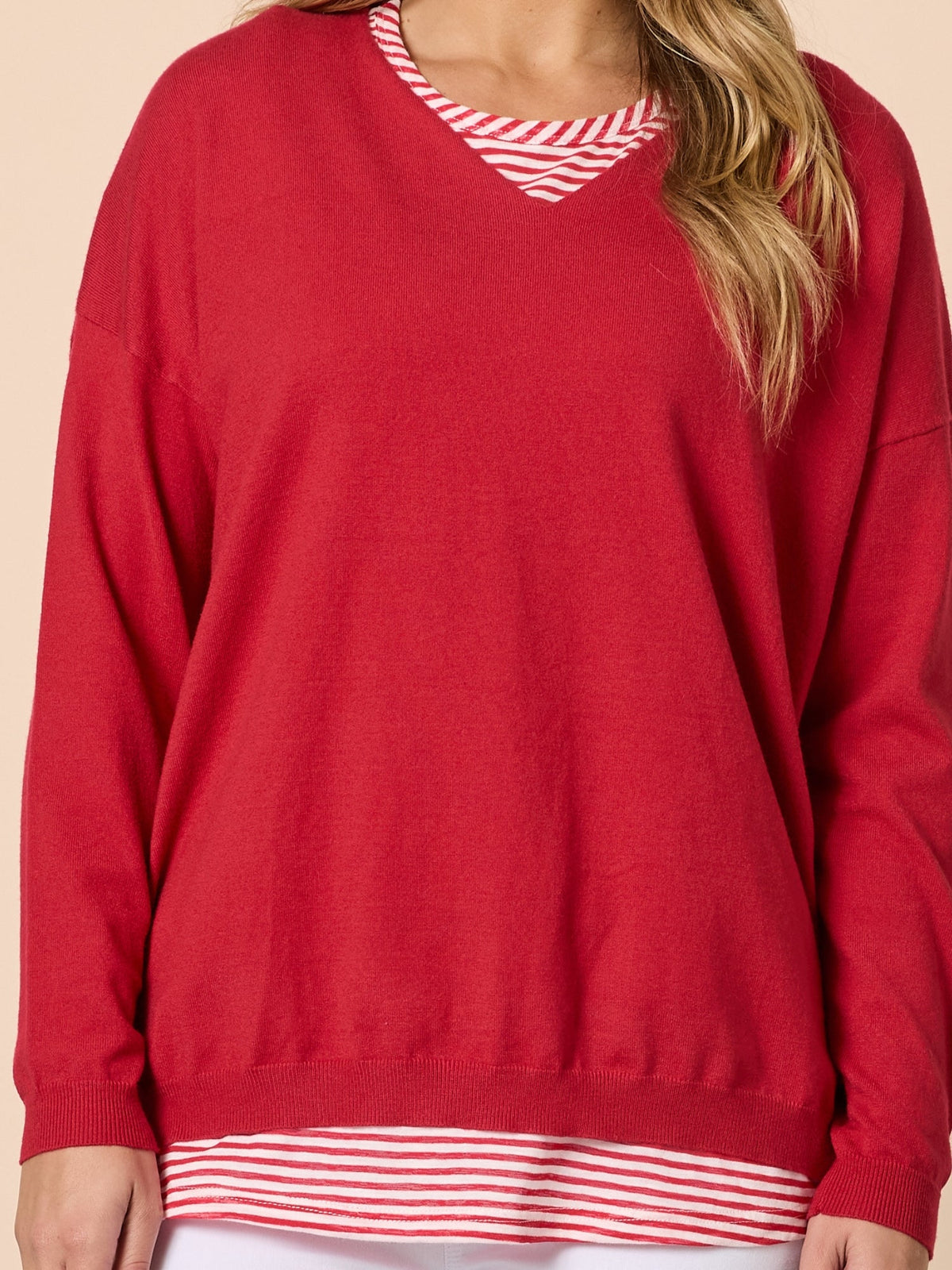 Threadz Double Take 2 in 1 Top (Red/White)