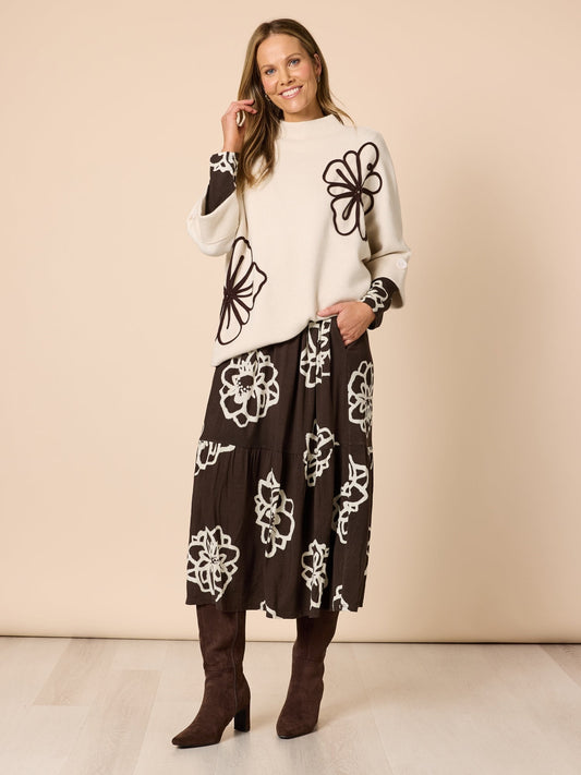 Clarity Florentine Dress (Coffee Ivory)