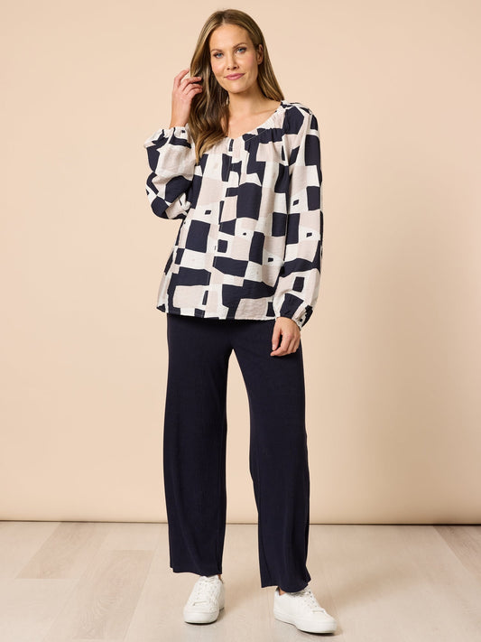 Clarity Rive Gauche Top (Navy Multi)