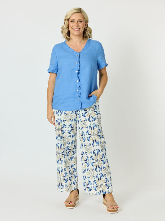 Hammock & Vine Portofino Print Wide Leg Pant (Cornflower Multi)