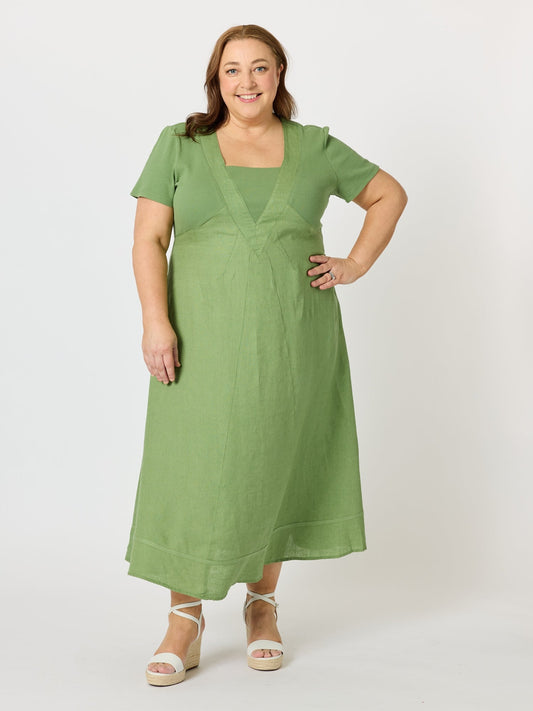 Gordon Smith Le Marais Linen Midi Dress (Fern)