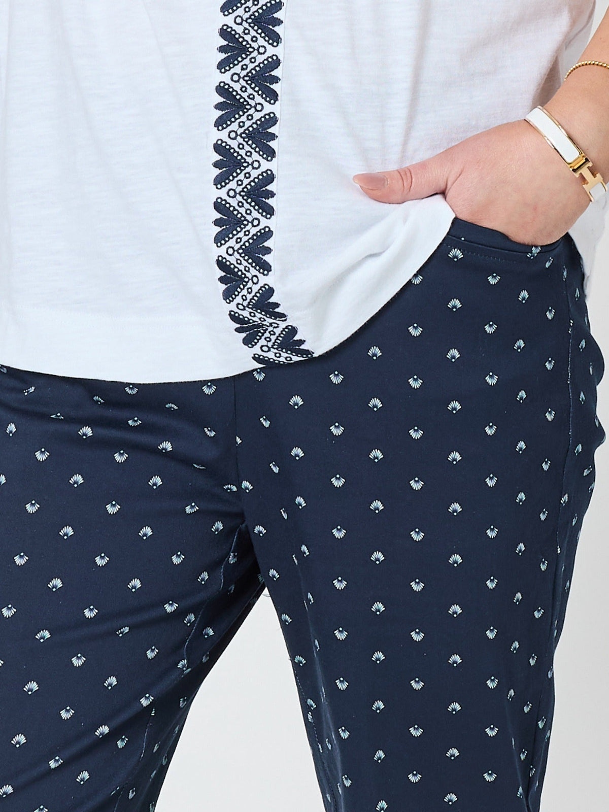 Gordon Smith Tropez Slim Leg Print Pant (Navy/White)