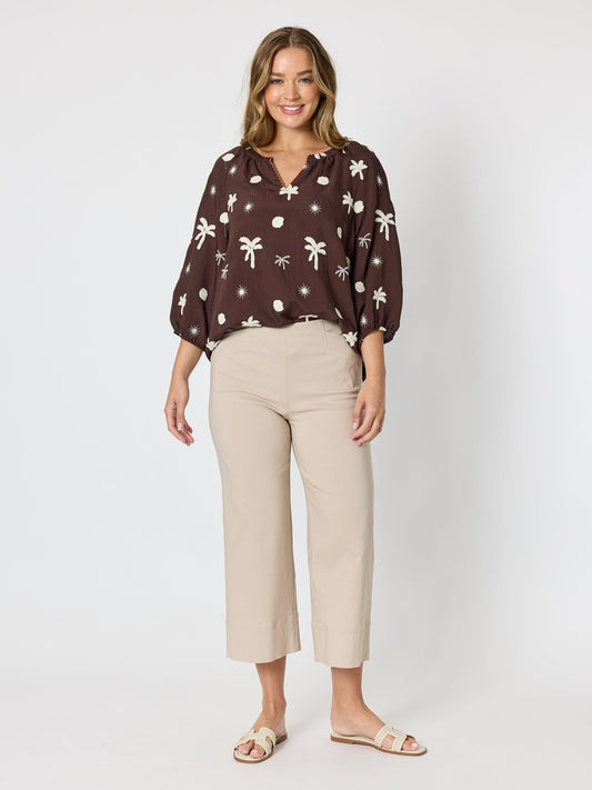 Threadz Canopy Embroidered Top (Coffee)