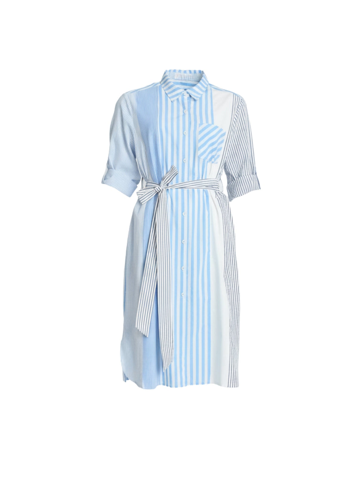 Threadz Miramar Stripe Print Shirt Dress (Blue/White)