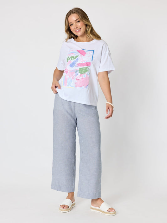 Threadz Laguna Graphic Print Cotton Tee (White)