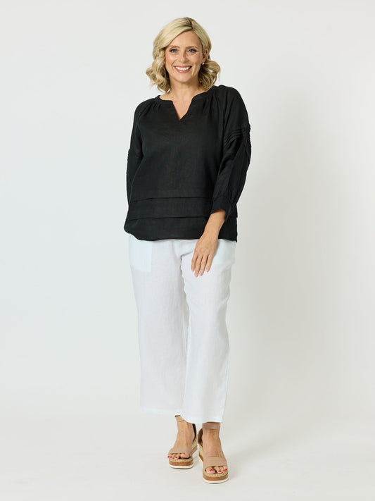Gordon Smith Kate Linen Top (Black)