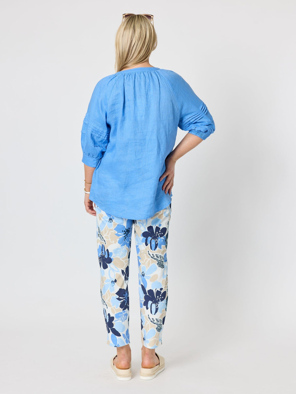 Gordon Smith Kate Linen Top (Cornflower)