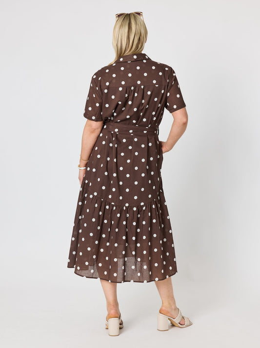 Gordon Smith Riviera Spot Print Shirt Dress (Coffee White)
