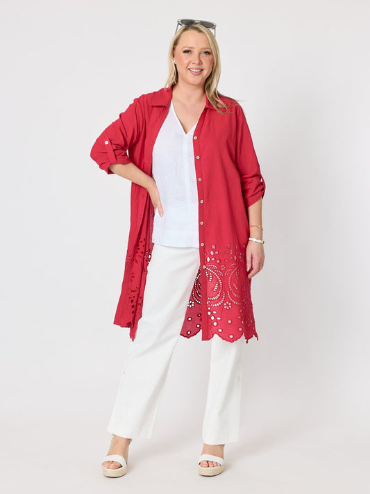 Gordon Smith Riviera Cotton Broderie Dress (Rouge)