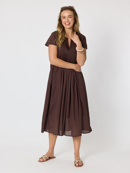 Threadz Acacia Cotton Dress (Coffee)