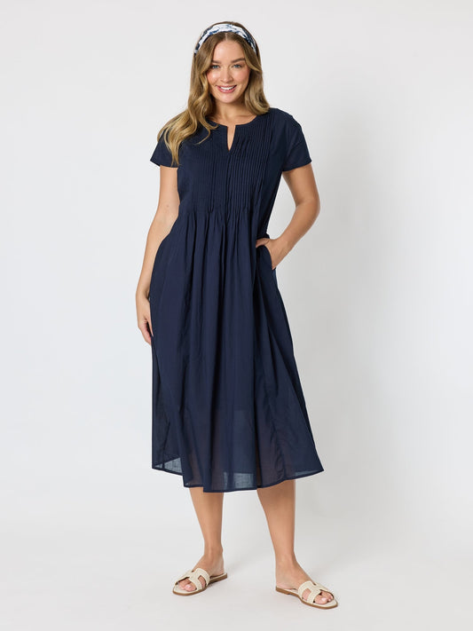 Threadz Acacia Cotton Dress (Navy)