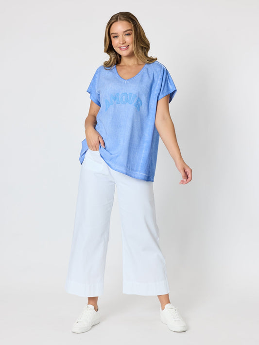 Threadz Belle Amour Embroidered Top (Sky Blue)