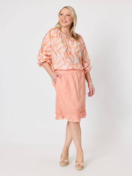 Gordon Smith Tuscan Sunset Print Top (Mandarin Multi)