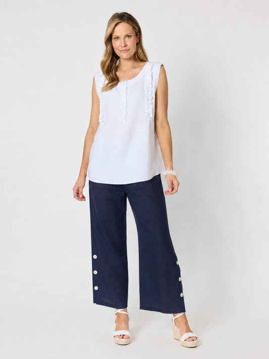 Hammock & Vine Bayview Wide Leg Linen Pant (Navy)