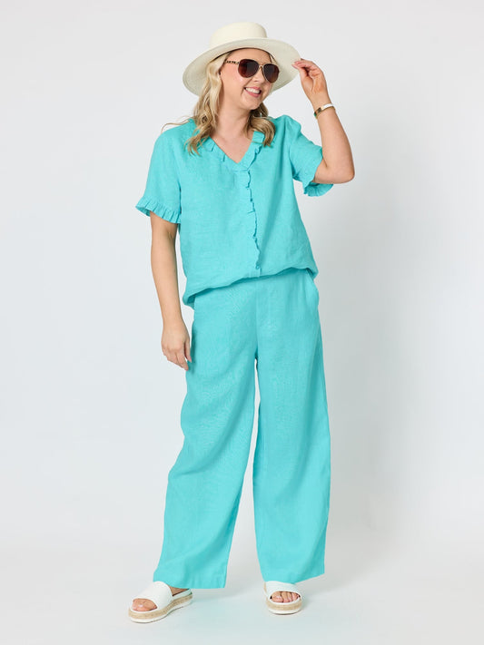 Gordon Smith Luella Wide Leg Linen Pant (Seafoam)