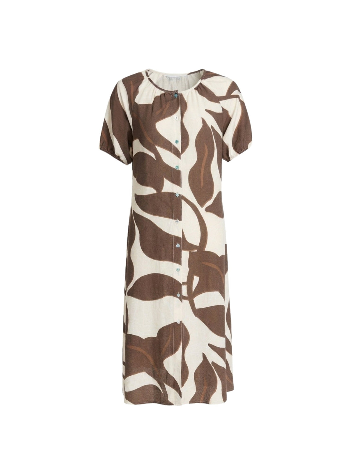 Clarity Bay Leaf Print Midi Dress (Mocha Multi)