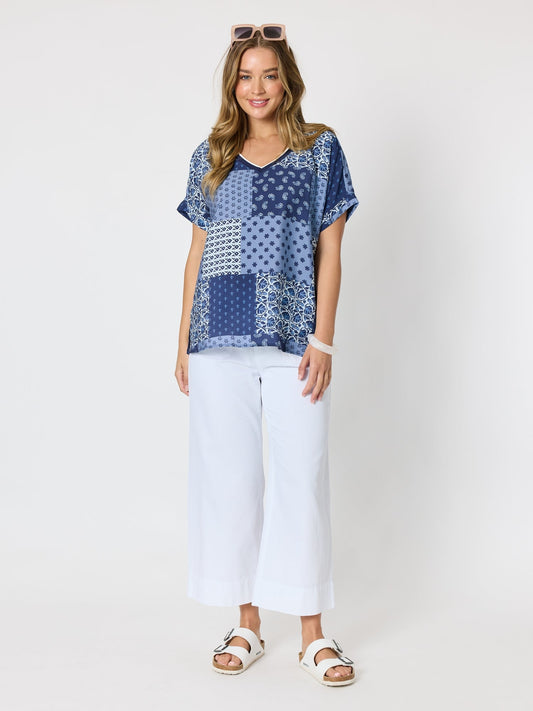 Threadz Costa Mesa Print Top (Navy Multi)