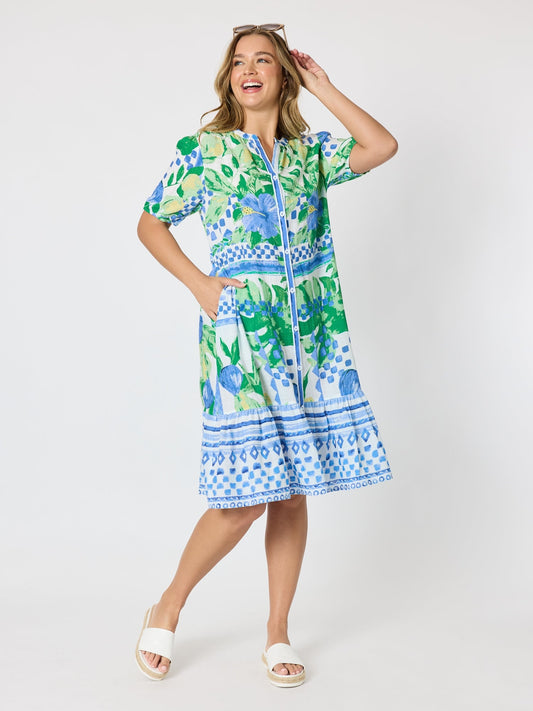 Threadz Limoncello Floral Print Dress (Apple Multi)