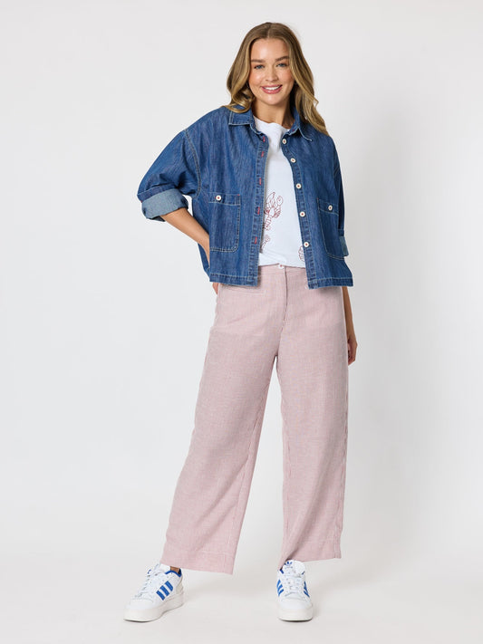 Threadz City Stripe Print Straight Leg Pant (Red White)