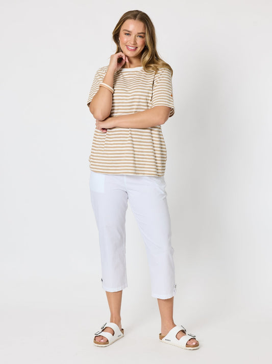 Threadz Charmed Stripe Cotton Tee (Natural)