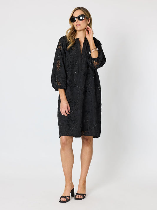Hammock & Vine Carmen Embroidered Lace Dress (Black)