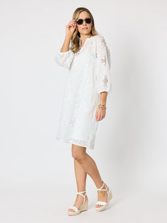Hammock & Vine Carmen Embroidered Lace Dress (White)