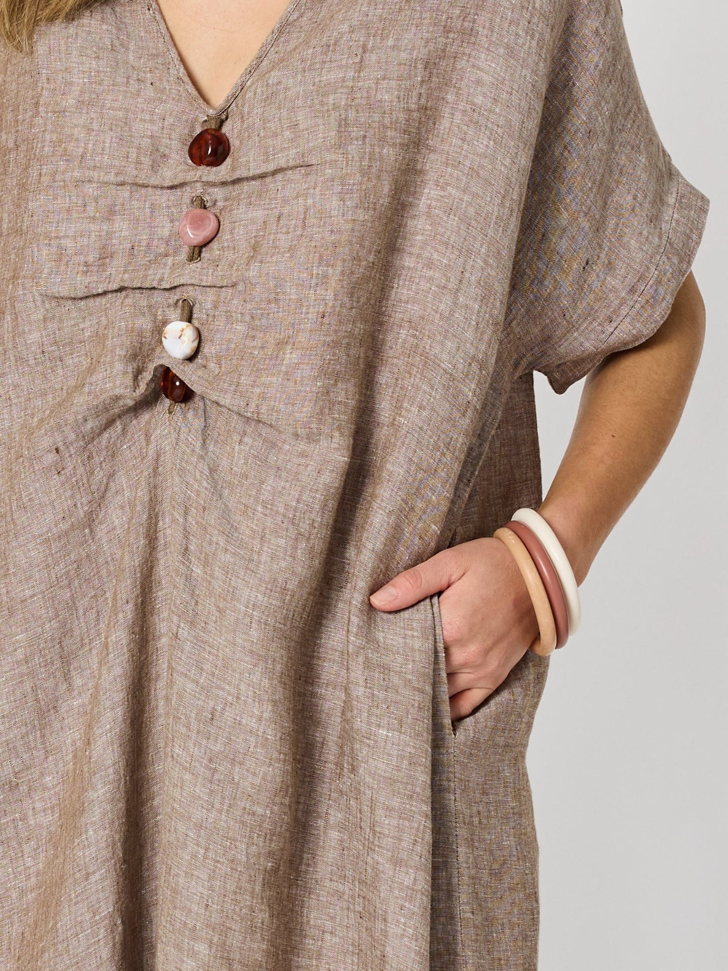 Hammock & Vine Haven Breeze Linen Dress (Mocha)