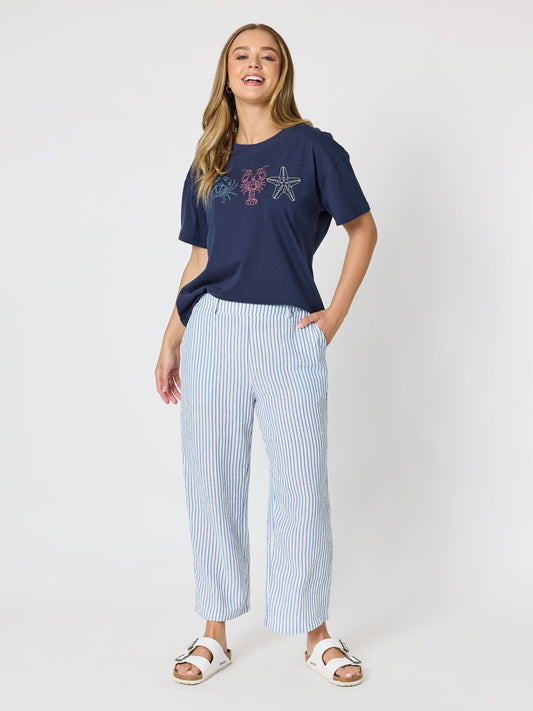 Threadz Beachside Embroidered Tee (Navy)