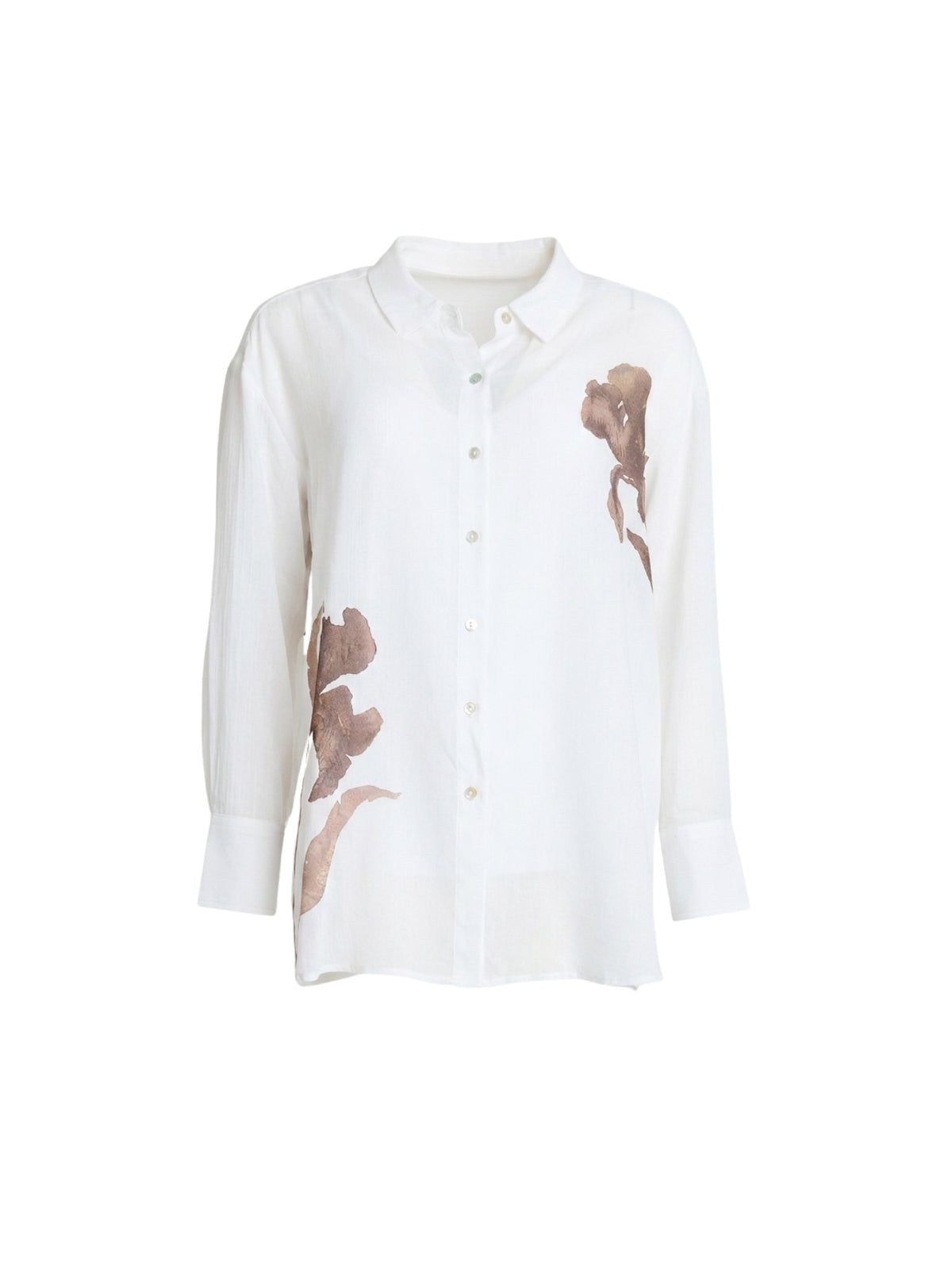 Clarity Rosa Floral Print Sheer Shirt (White Mocha)