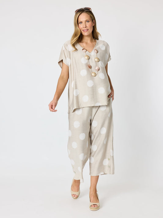 Clarity Riviera Spot Print Top (Natural/White)