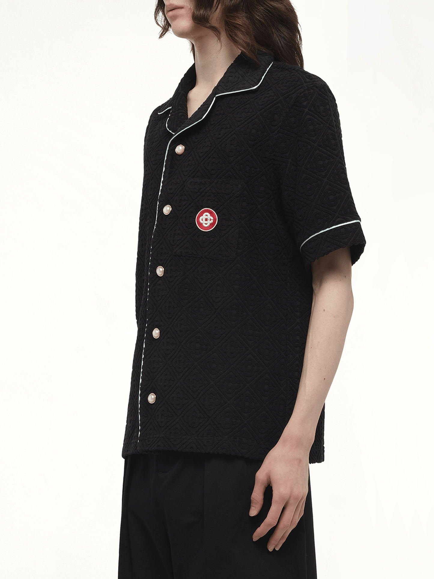 CASABLANCA Towelling Monogram Shirt (Black)