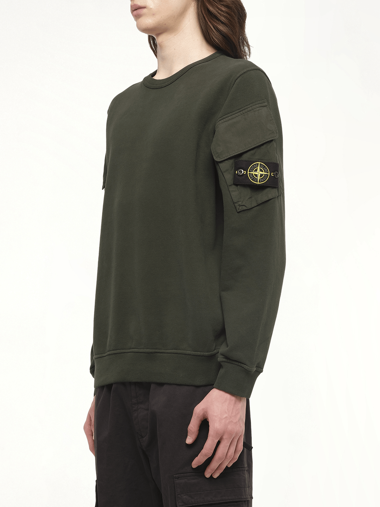 STONE ISLAND 610000 Cotton Fleece Sweatshirt (Green)