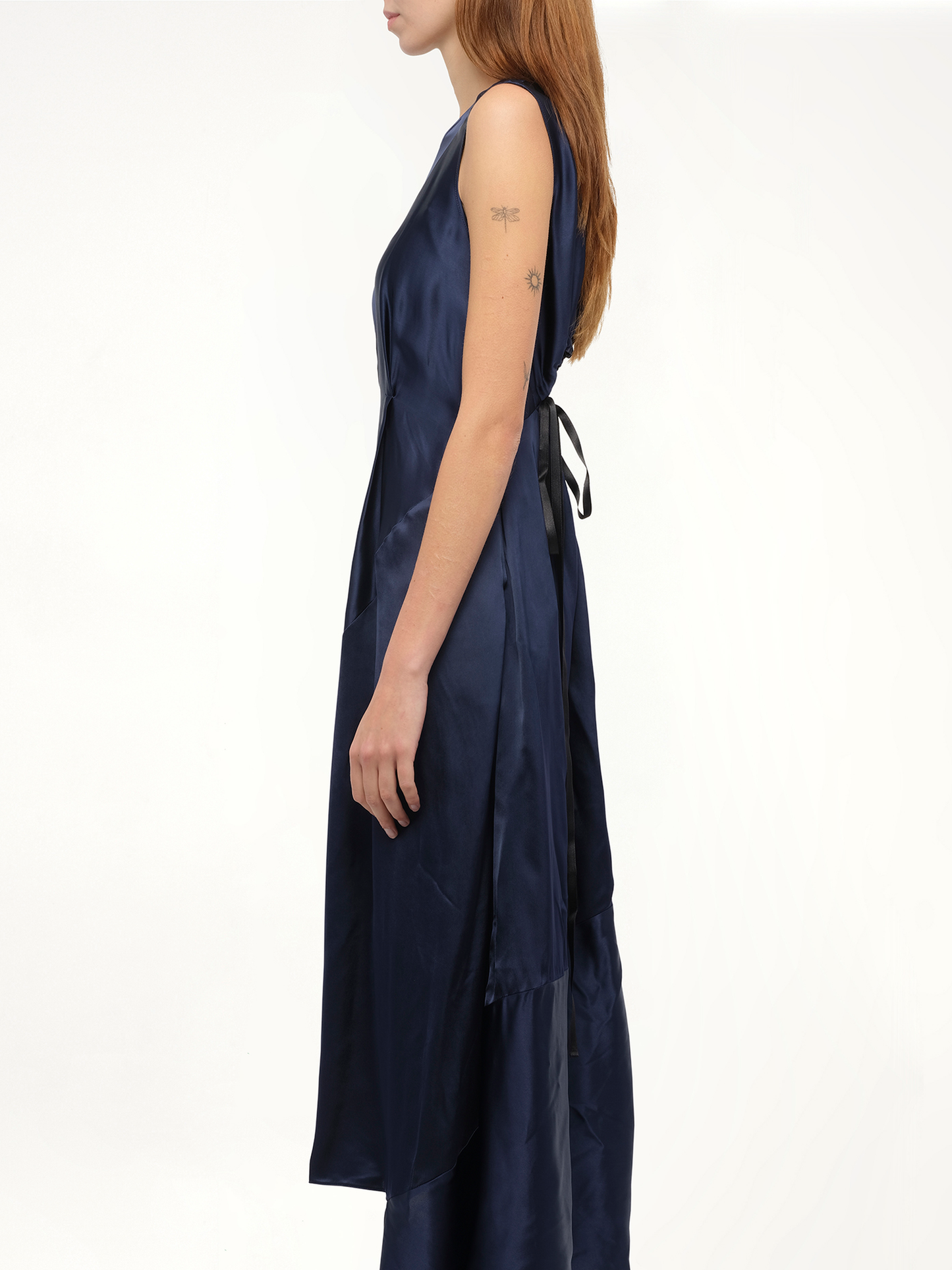 LOEWE Sleeveless Satin Dress (Navy)