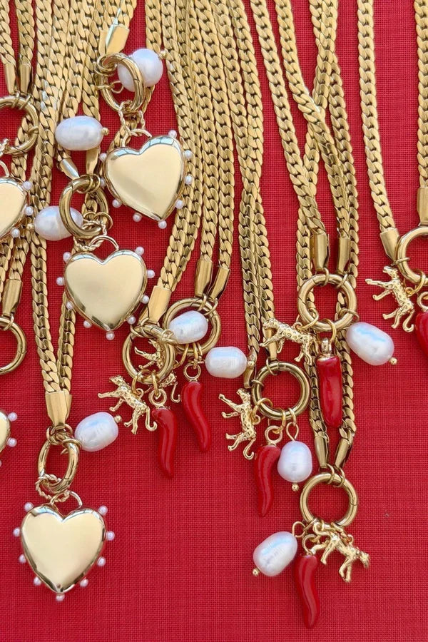 Betty Basics Leopard Charm Necklace (Gold)