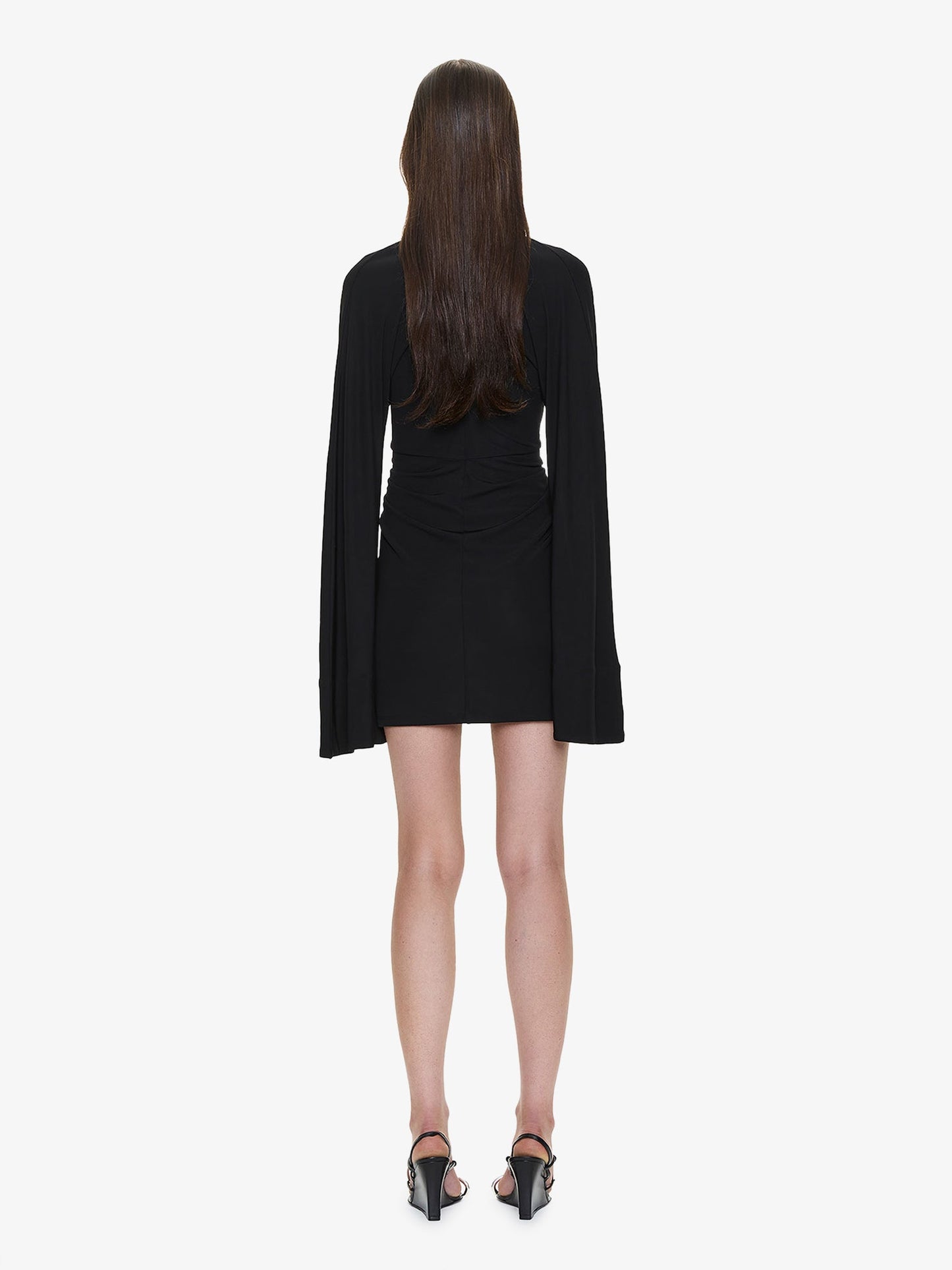 CHRISTOPHER ESBER Salacia Ruched Long Sleeve Mini Dress (Black)