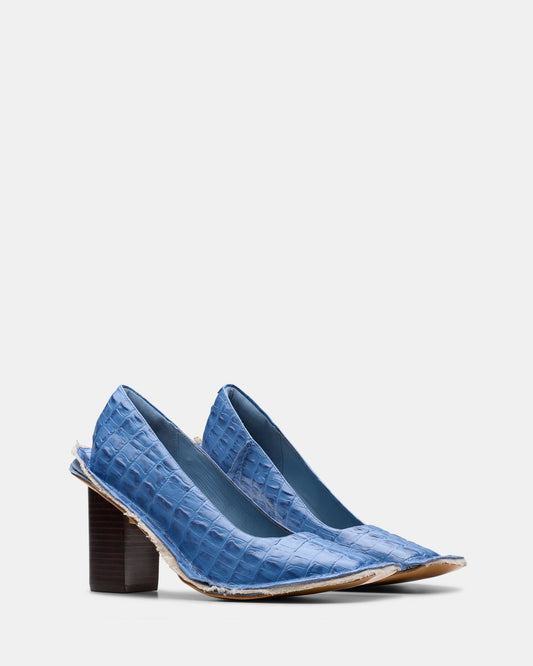 Cur Heel W Blue Leather