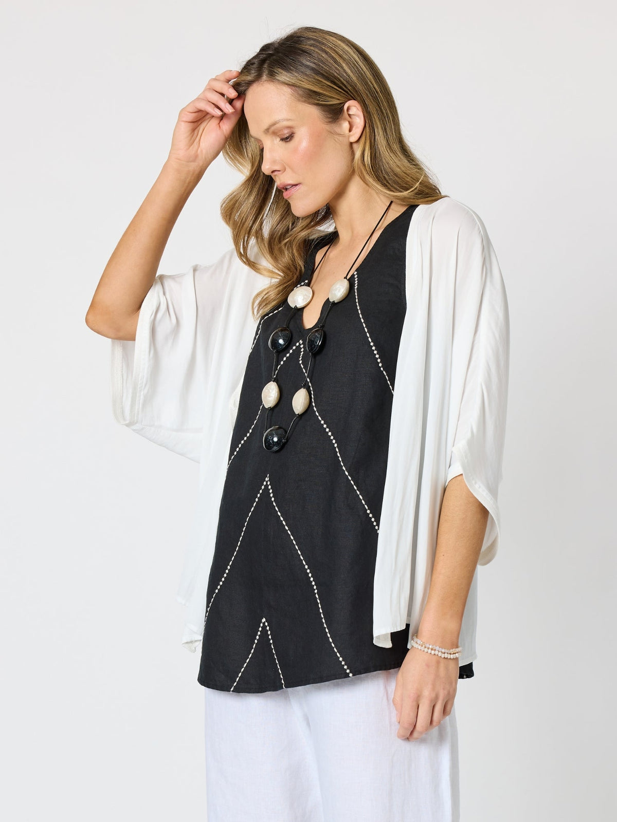 Hammock & Vine Luxe Short Sleeve Cardigan (Ivory)