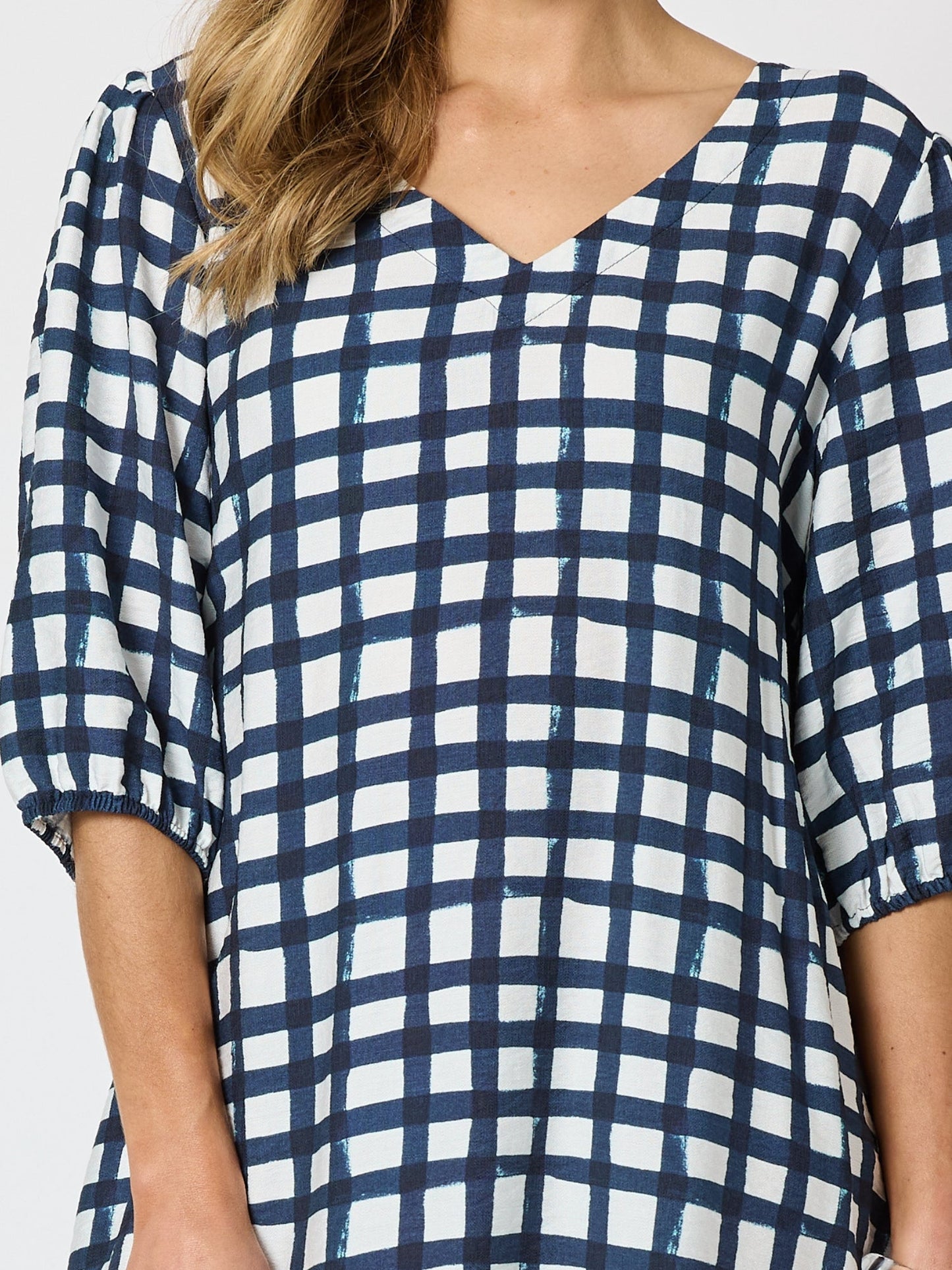 Clarity Monaco Grid Print Dress (Navy/White)