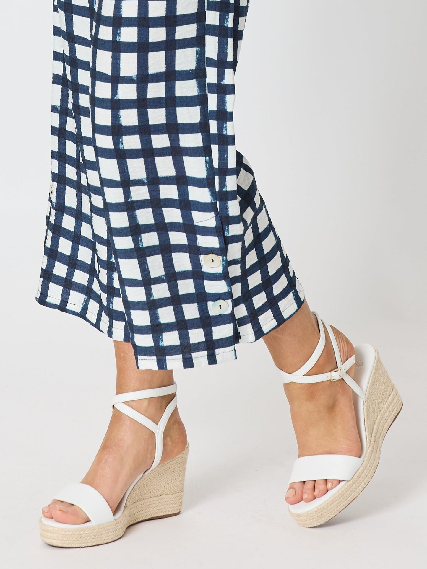 Clarity Monaco Grid Print Wide Leg Pant (Navy/White)