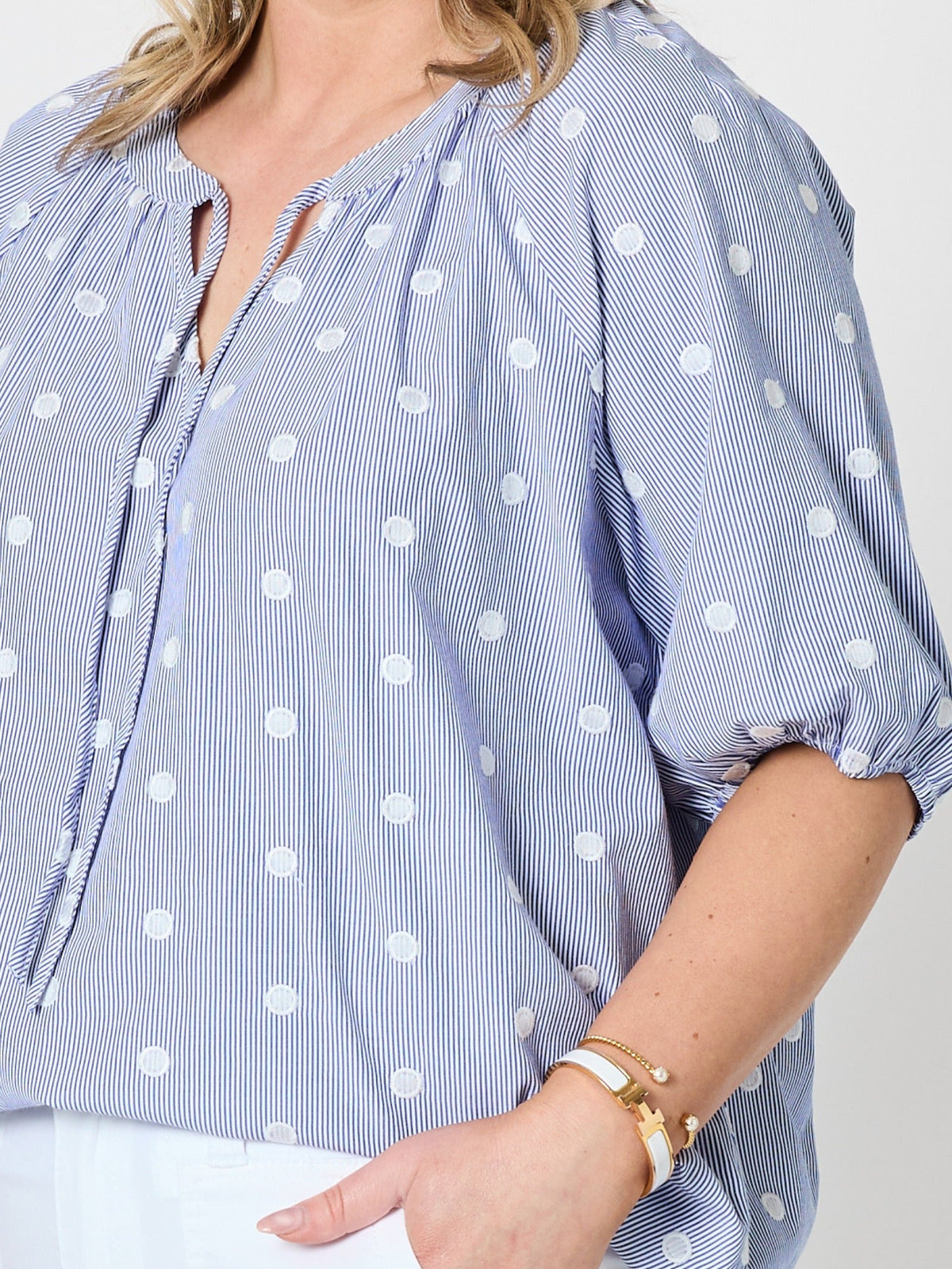 Gordon Smith Monaco Embroidered Spot Top (Pale Blue)