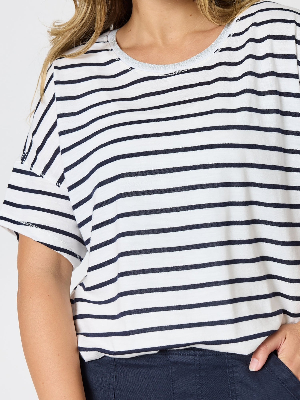 Threadz Coffee Days Stripe Tee (Navy/White)